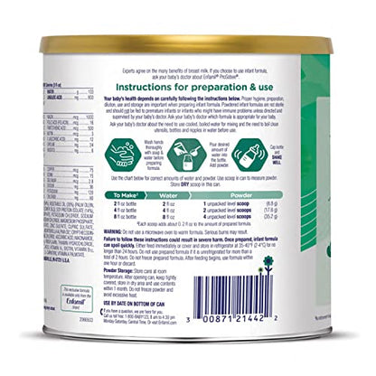 Enfamil Prosobee Plant based Baby Formula, for Sensitive Tummies, Soy-based Plant Sourced Protein, Vitamins for Immune Support, Lactose-free, Milk free, Gluten free, 20.9 Oz Can