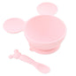 Bumkins Baby Bowls, Disney Minnie Mouse Silicone Baby Feeding Set, Suction Bowls for Baby and Toddler with Spoon, First Feeding Set, Platinum Silicone Bowl for Babies 4 Months