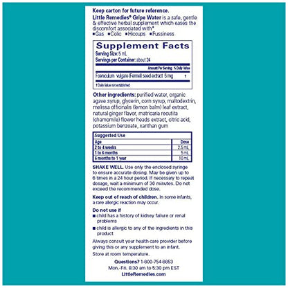 Little Remedies Gripe Water for Babies, Colic and Baby Gas Relief for Newborns, 4 Fl Oz, 3 Pack