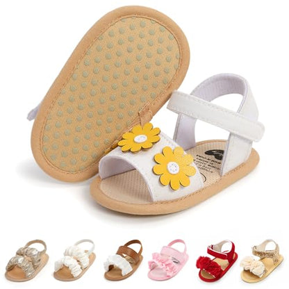 Ohwawadi Baby Boys Girls Sandals Soft Sole Summer Infant Wedding Dress Flat Shoes Beach Sandal Newborn Crib Shoes First Walkers