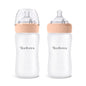 Yooforea Silicone Coated Glass Baby Bottle, 0M+ Slow Flow Nipple I Anti-Colic, Wide Neck, Stable Base I Medical-Grade Silicone Coating for Shatter Protection, BPA BPS PVC Free (3 Ounce-Honey)
