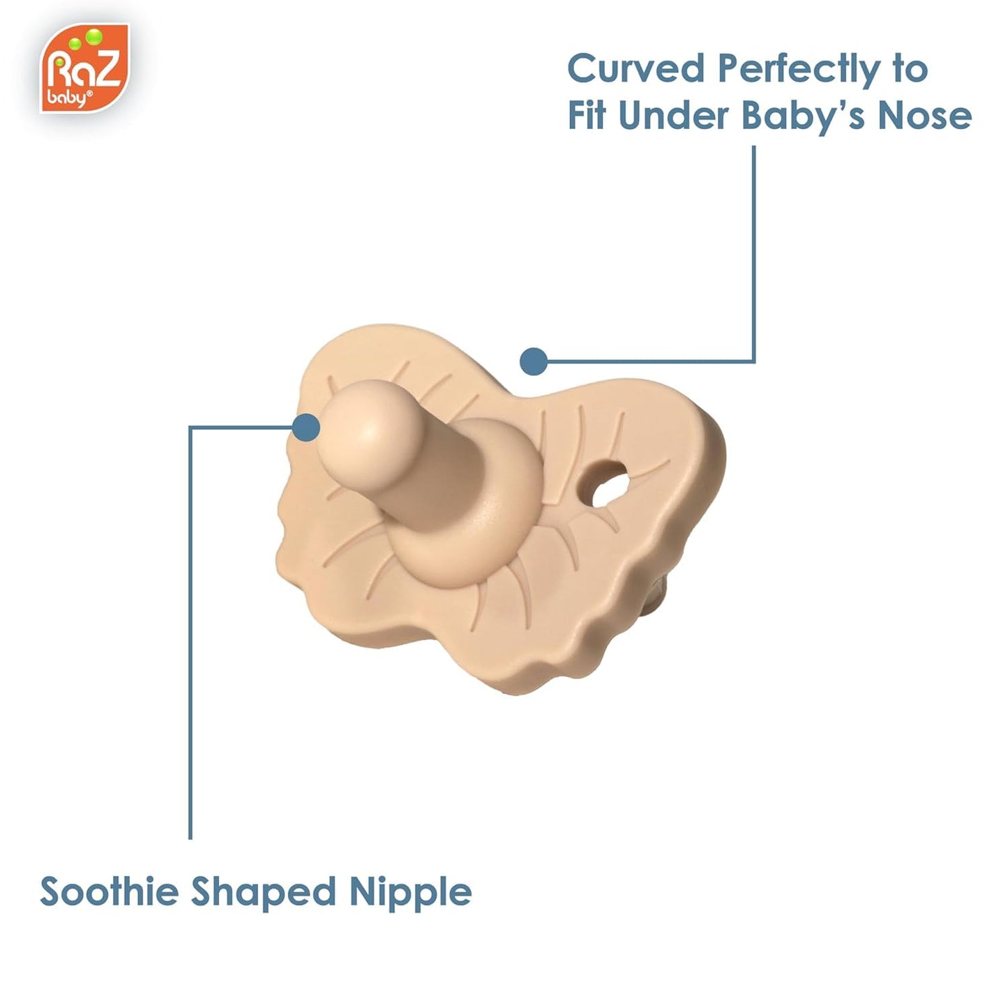 RaZbaby RaZzies Pacifier 3-Pack for Newborns &Infants 0m+ - Natural Nipple Shaped BPA Free Medical Grade Silicone - Nose Contoured Design - Lightweight, & Durable 1 Piece Design (Variety, 3-Pack)