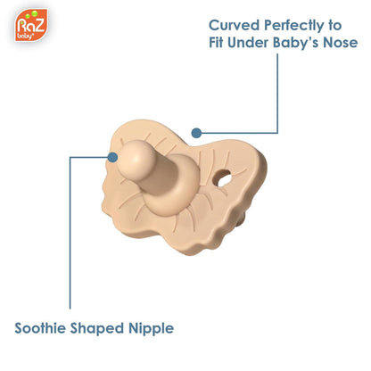 RaZbaby RaZzies Pacifier 3-Pack for Newborns &Infants 0m+ - Natural Nipple Shaped BPA Free Medical Grade Silicone - Nose Contoured Design - Lightweight, & Durable 1 Piece Design (Variety, 3-Pack)