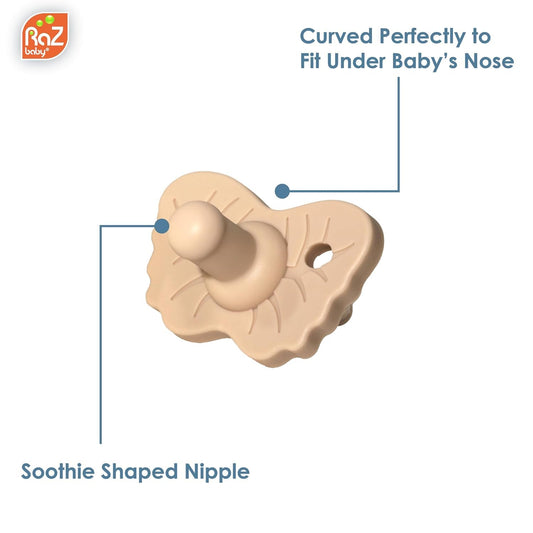 RaZbaby RaZzies Pacifier 3-Pack for Newborns &Infants 0m+ - Natural Nipple Shaped BPA Free Medical Grade Silicone - Nose Contoured Design - Lightweight, & Durable 1 Piece Design (Variety, 3-Pack)