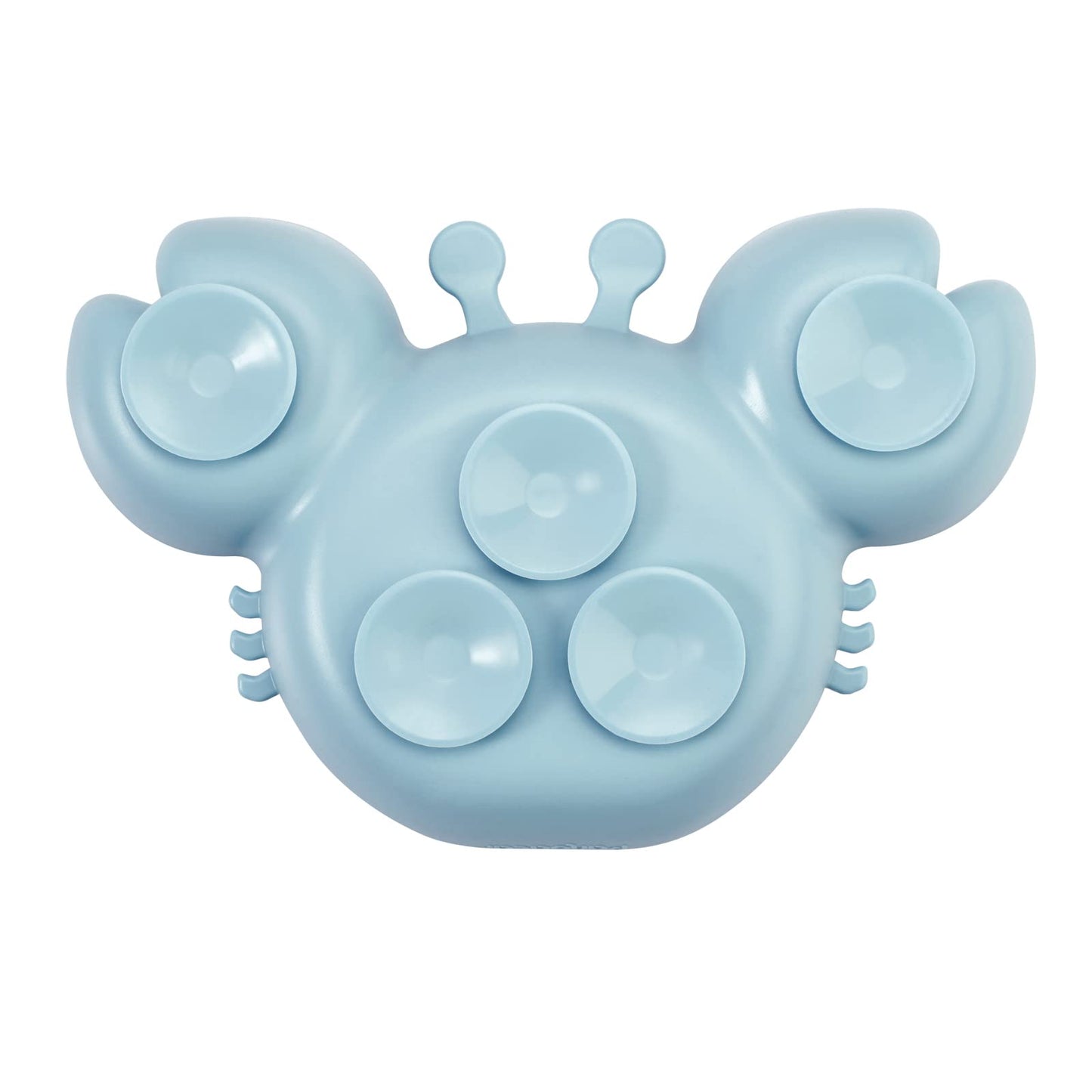 PandaEar 2 Pack Silicone Suction Plate for Baby, Divided Unbreakable Toddler Food Plate with 2 Pack Spoons for Self Feeding, Toddler Utensils Feeding Set Baby Eating Supplies, Crab Shape -Blue&Green