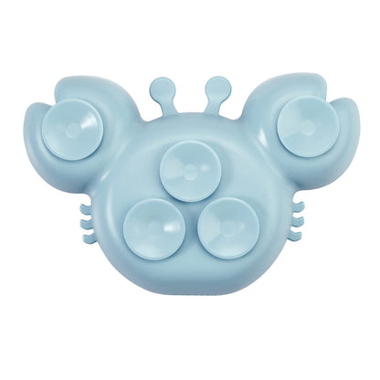 PandaEar 2 Pack Silicone Suction Plate for Baby, Divided Unbreakable Toddler Food Plate with 2 Pack Spoons for Self Feeding, Toddler Utensils Feeding Set Baby Eating Supplies, Crab Shape -Blue&Green