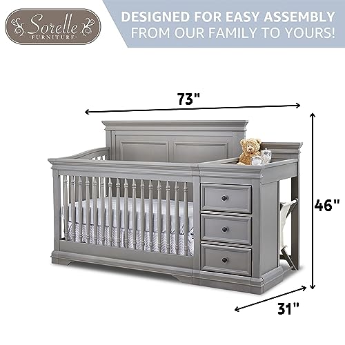 Sorelle Furniture Portofino Crib,Classic 4-In-1 Convertible Crib,Brushed Ivory Crib Made of Wood,Non-Toxic Finish, Wooden Baby Bed,Toddler Bed,Child’s Daybed and Full-Size Bed-Ivory