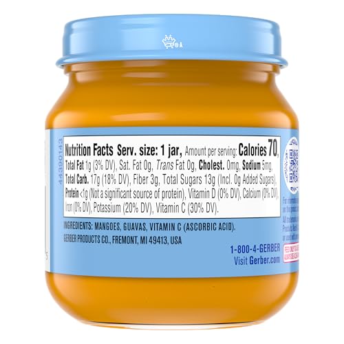 Gerber Stage 1 Baby Food, Organic Butternut Squash Jar, Baby Puree, Non-GMO, Vegetable, Puree Jars Glass, 10-pack