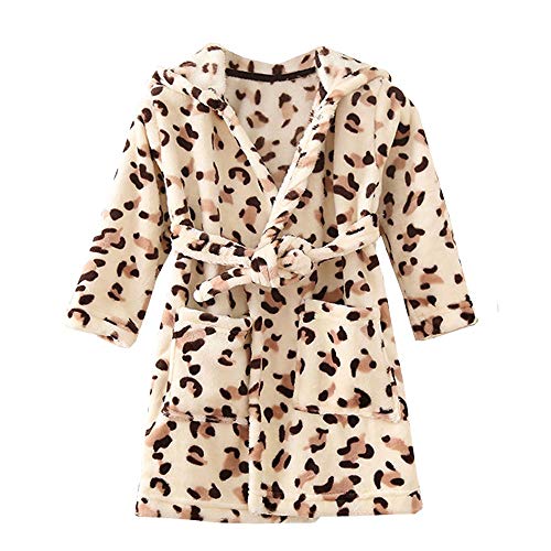 Toddlers Kids Hooded Robe Boys Girls Soft Flannel Bathrobes Pajamas Plush Robe