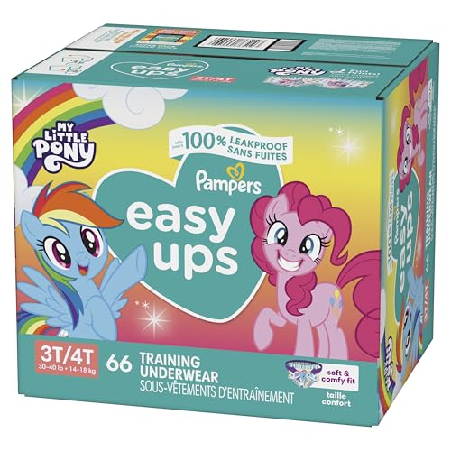 Pampers Training Pants - Easy Ups Girls & Boys - Size 5T-6T, 84 Count, Easy Pull Up & Down Design, My Little Pony Potty Underwear (Packaging May Vary)