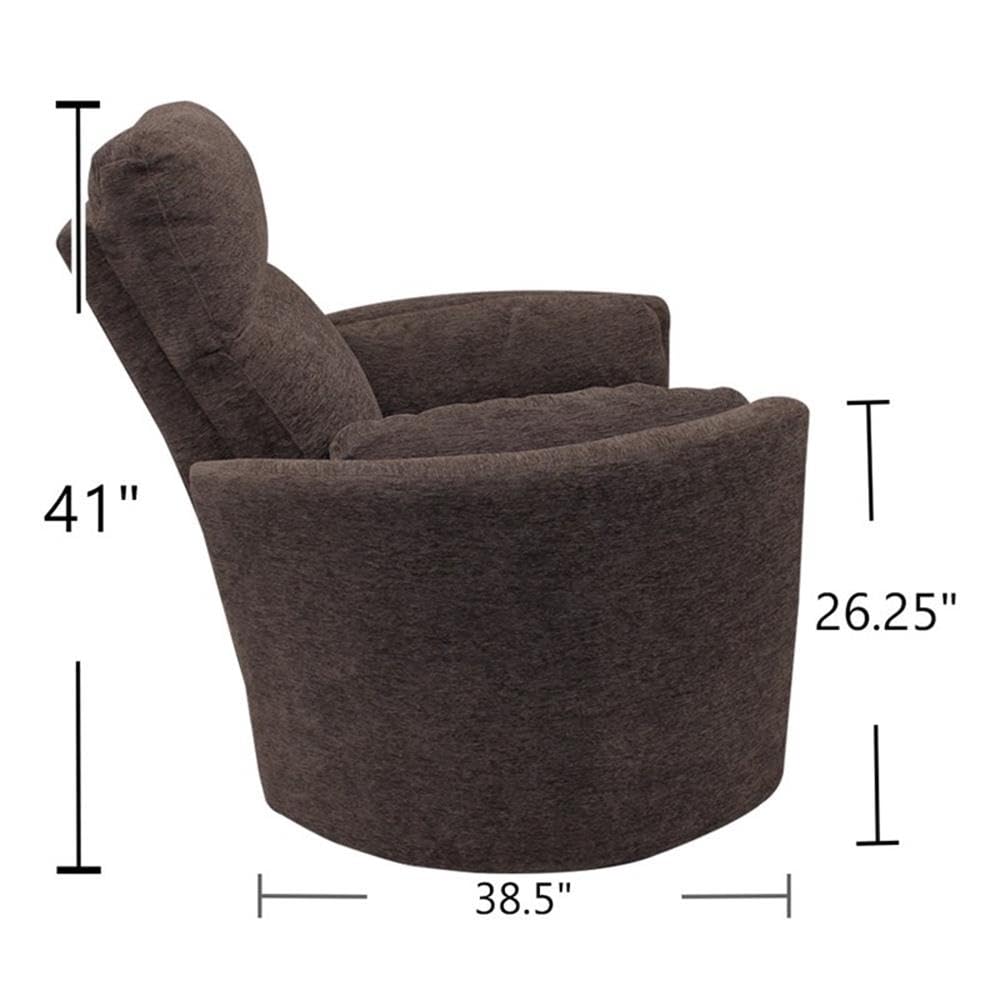 Pemberly Row Contemporary Fabric Swivel Glider Recliner in Ivory