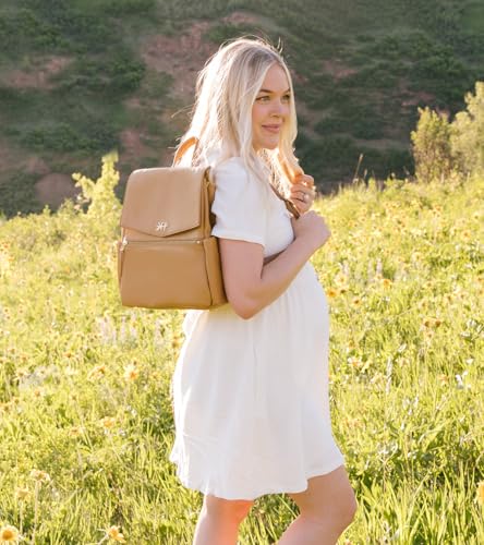 Freshly Picked Mini Classic Diaper Bag Backpack, Vegan Leather Baby Diaper Bag, Backpack Diaper Bag for Women (Aspen)