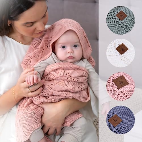 Hypoallergenic Baby Blanket - 30x40 Inches White, Oeko-TEX® Certified, Thermal-Regulating, Neutral Silky Soft Knit for Girls & Boys - Swaddle, Toddler, or Receiving Blanket