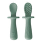 TalkTools ITSY Tiny Silicone Spoons – Twin Pack Soft Silicone Self-Feeding Training Spoons for Kids & Toddlers, Anti-Choking Flange Guard and Non-Slip Handle (Ocean)