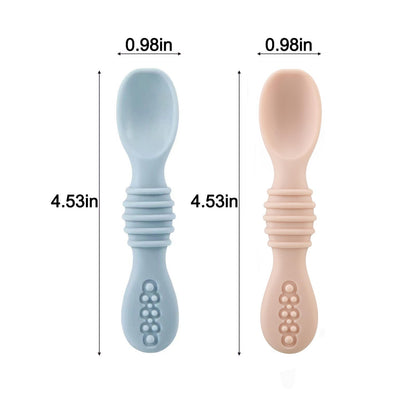 PandaEar 2 Pack Silicone Suction Plate for Baby, Divided Unbreakable Toddler Food Plate with 2 Pack Spoons for Self Feeding, Toddler Utensils Feeding Set Baby Eating Supplies, Crab Shape -Blue&Green