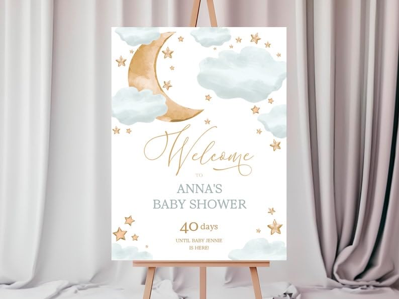 Baby Shower Sign, Pink Floral Welcome Sign, Girl Baby Shower, 12''W x 18''L, Plastic, Full Size