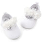Baby Girls Mary Jane Flats with Bowknot Flowers Soft Newborn Infant First Walkers Crib Shoes Wedding Party Christmas Dress Shoes