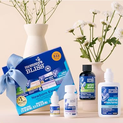Mommy's Bliss Newborn Essentials Gift Set, Includes Gripe Water, Baby Vitamin D/Gas Drops and Gentle Saline Drops/Spray