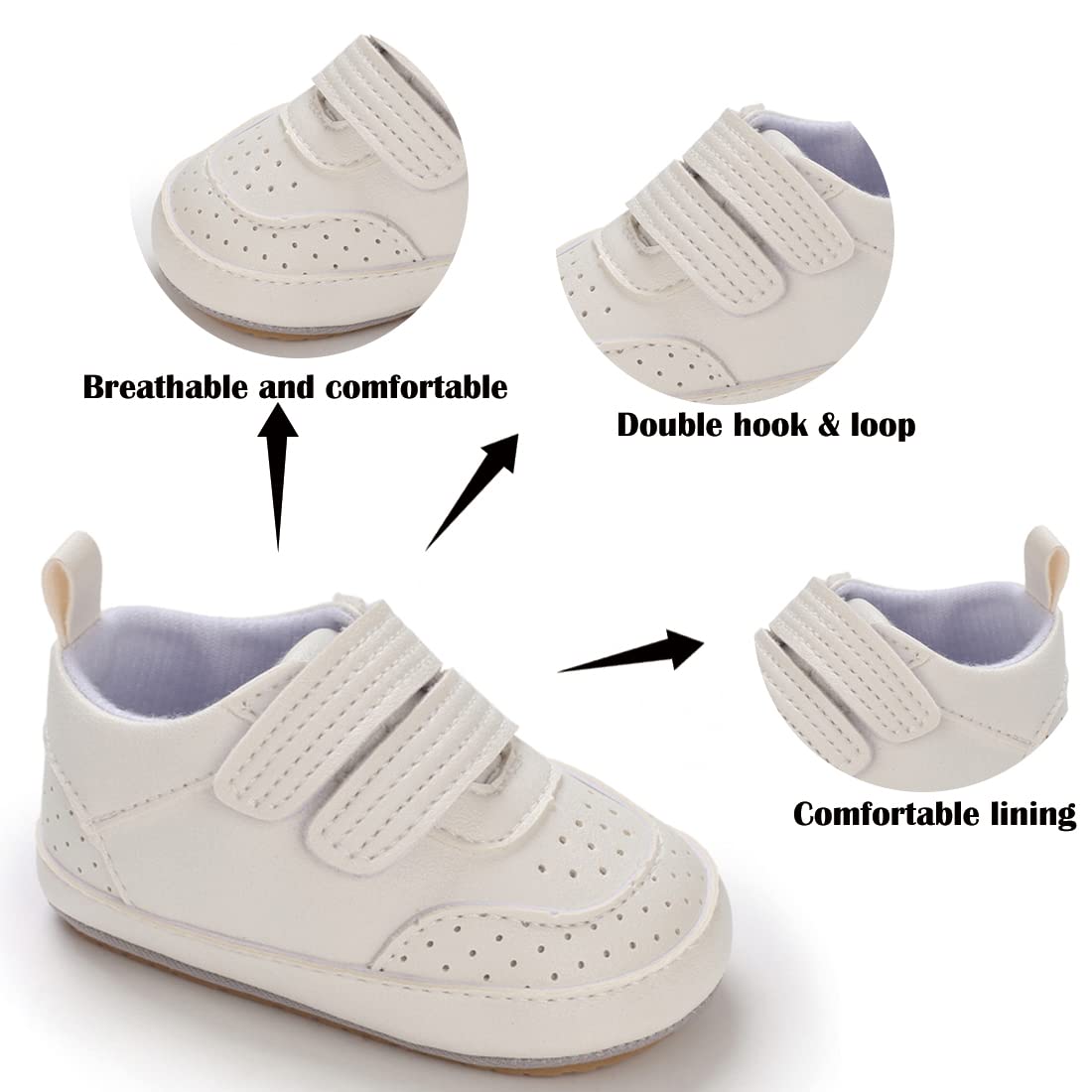 E-FAK Baby Shoes Boys Girls Infant Sneakers Non-Slip Rubber Sole Toddler Crib First Walker Shoes