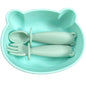 Bear Silicone Baby Bowl Suction Baby Spoon and Fork for Babies 6 months+ Suction Bowls for Baby Utensils 6-12M+ BLW Essentials (Peach Lilac)