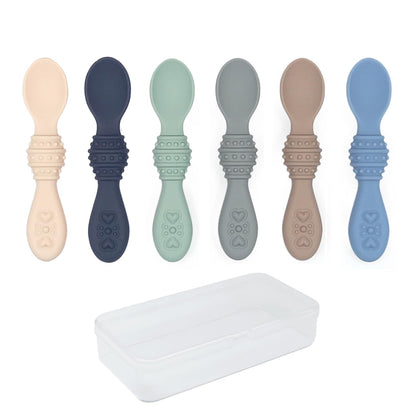 Elk and Friends Silicone Baby Spoons | First Stage Infant Toddler Spoon | Baby Led Weaning Stage | Dishwasher Safe