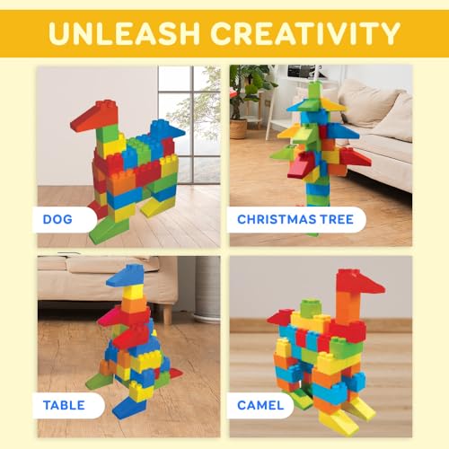 Giant Plastic Blocks Jumbo, Big Blocks, Jumbo Blocks, Big Building Blocks Jumbo, Giant Blocks, Huge Blocks, Jumbo Building Blocks, 86 Pieces Large Blocks for Kids Ages 1 to 8 86 pcs blocks with wheels