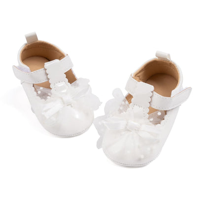 ohsofy Infant Baby Girls Mary Jane Flats Non-Slip Bowknot Princess Wedding Dress Shoes Toddler Crib Shoes