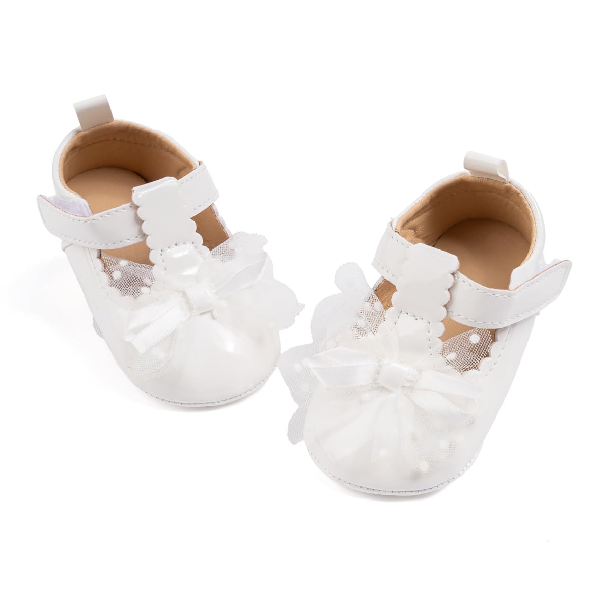 ohsofy Infant Baby Girls Mary Jane Flats Non-Slip Bowknot Princess Wedding Dress Shoes Toddler Crib Shoes