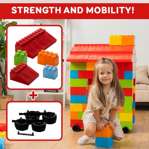 Giant Plastic Blocks Jumbo, Big Blocks, Jumbo Blocks, Big Building Blocks Jumbo, Giant Blocks, Huge Blocks, Jumbo Building Blocks, 86 Pieces Large Blocks for Kids Ages 1 to 8 86 pcs blocks with wheels