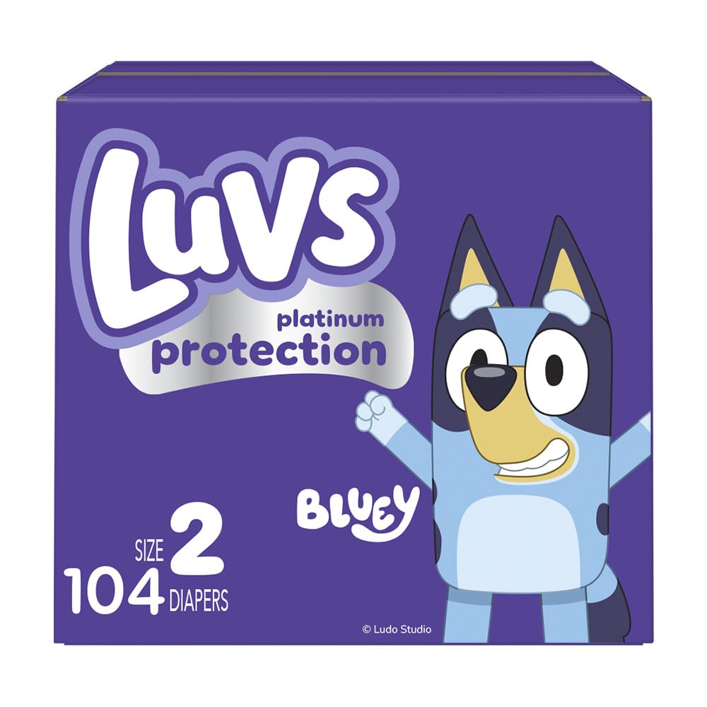 Luvs Size 1 Baby Diapers, Platinum Protection Bluey Diapers for Day & Night, Size 1, 294 Count (Packaging May Vary)