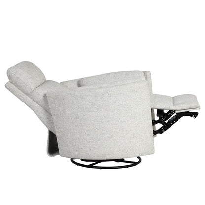 Pemberly Row Contemporary Fabric Swivel Glider Recliner in Ivory