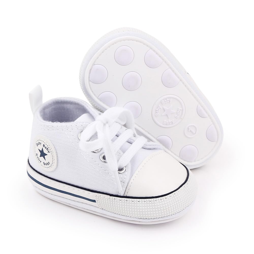 Unisex Baby Girls Boys Canvas High-top Shoes, Newborn Infant Anti-Slip Soft Sole Frist Walking Breathable Sneakers