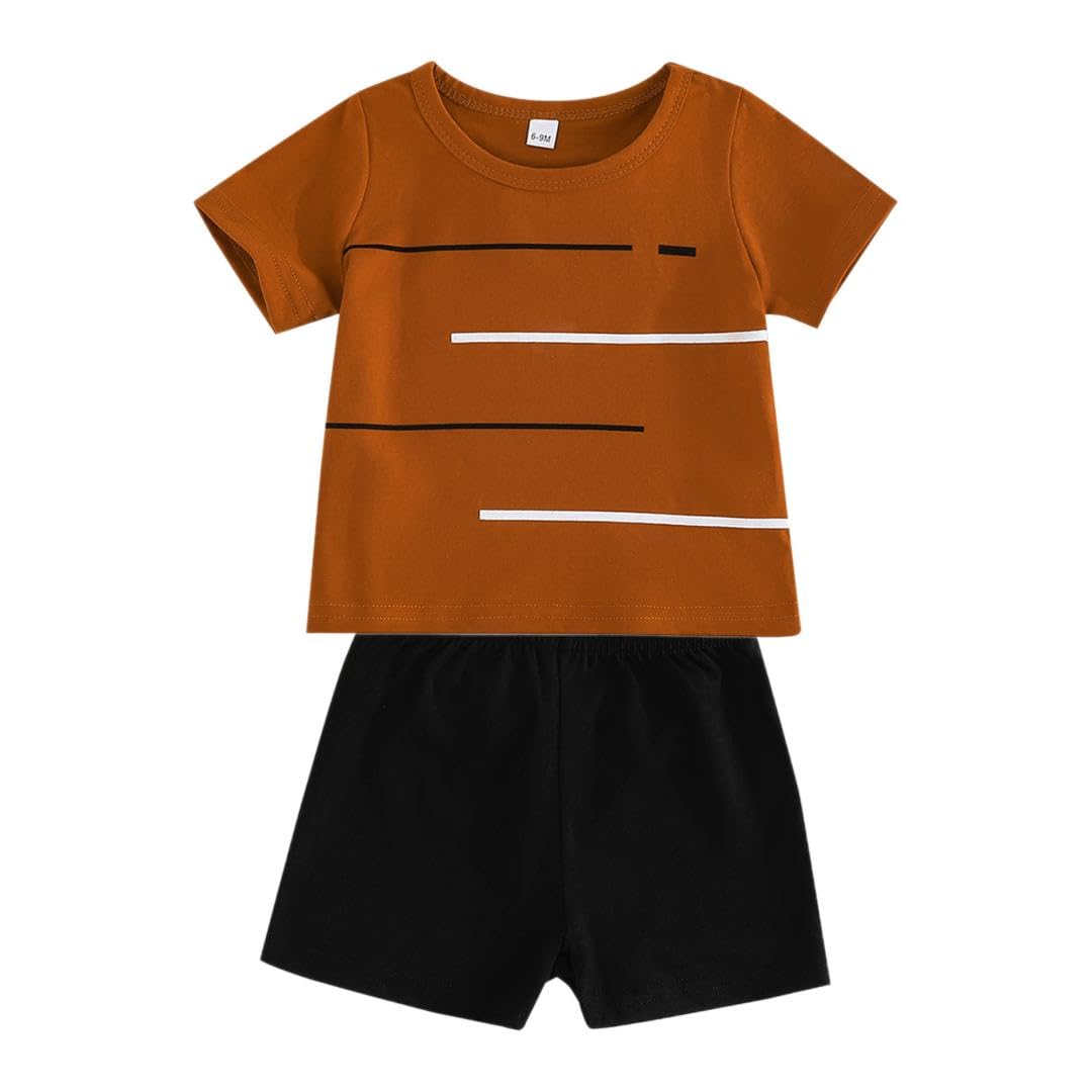 SUREPOCH Baby Boy Clothes Toddler Summer Outfits Short-sleeved Shirt Elastic Pants Two-piece Set Cute Baby Boy Outfits