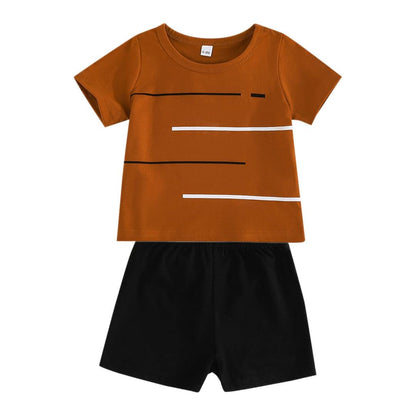 SUREPOCH Baby Boy Clothes Toddler Summer Outfits Short-sleeved Shirt Elastic Pants Two-piece Set Cute Baby Boy Outfits