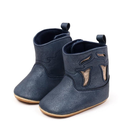Kuner Baby Cowboy Boots Western Boots Toddler Cowboy Bootie Soft Sole Non-Slip Crib Shoes for Infant Boys Girls0-18 Months