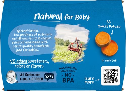 Gerber Baby Food Sweet Potato, 4 Oz, 2 Ct Tubs