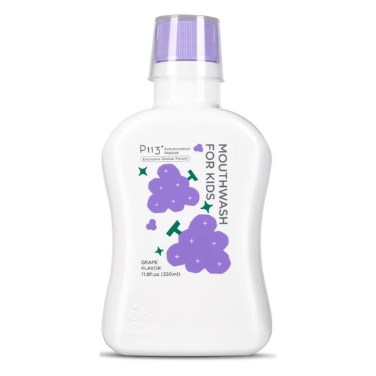 Mouthwash for Kids P113+ Peptide Anti Cavity Mouth Rinse Alcohol Free for Teeth and Gums Safe Oral Hygiene for Newborn to Toddler 11.08 fl oz (11.08 Fl oz, Strawberry)