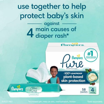 Pampers Baby Wipes Aqua Pure, 99% water-based wipes, Hypoallergenic and Unscented Infant Wipe, 896 Total (16 Flip-Top Packs)