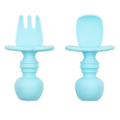 Bumkins Disney Baby Utensils Set, Chewtensils Silicone Spoons for Dipping, Self-Feeding, Baby Led Weaning, Trainer Learning, First Stage Eating, Soft Fork and Spoon, Babies 6 Months, Minnie Mouse
