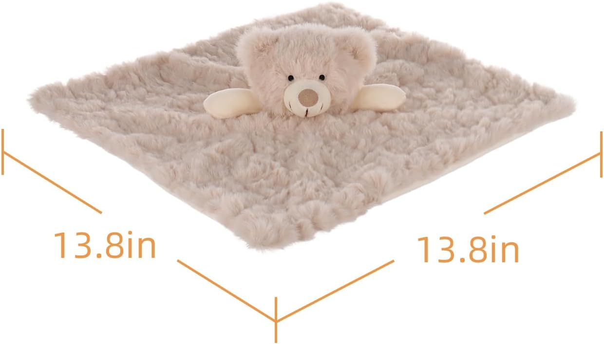 Apricot Lamb Cream Flower Bear Blanket Soft Loveys for Babies, Security Blanket for Baby Boy and Girl, Infant and Toddlers 13.8x13.8 Inches