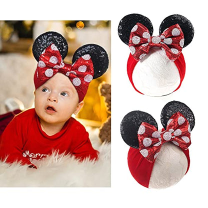 JIAHANG Baby Leopard Bows Turban Knotted Head Wraps, Hair Bows Headbands Stretchy Hair bands for Infant Toddlers Girls (pink leopard)