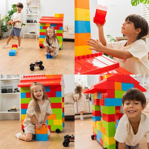 Giant Plastic Blocks Jumbo, Big Blocks, Jumbo Blocks, Big Building Blocks Jumbo, Giant Blocks, Huge Blocks, Jumbo Building Blocks, 86 Pieces Large Blocks for Kids Ages 1 to 8 86 pcs blocks with wheels
