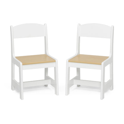 Delta Children MySize Kids Wood Table and Chair Set (2 Chairs Included) - Ideal for Arts & Crafts, Snack Time, & More - Greenguard Gold Certified, Bianca White, 3 Piece Set