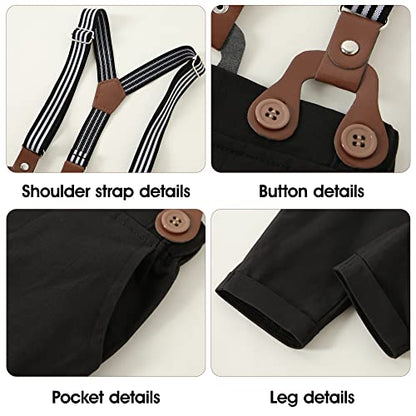 YUEMION Baby Boy Clothes Wedding Outfit Suits, 0-18 Months Infant Boy Gentleman Set, Dress Shirt+Vest+Suspender Pants+Bowtie