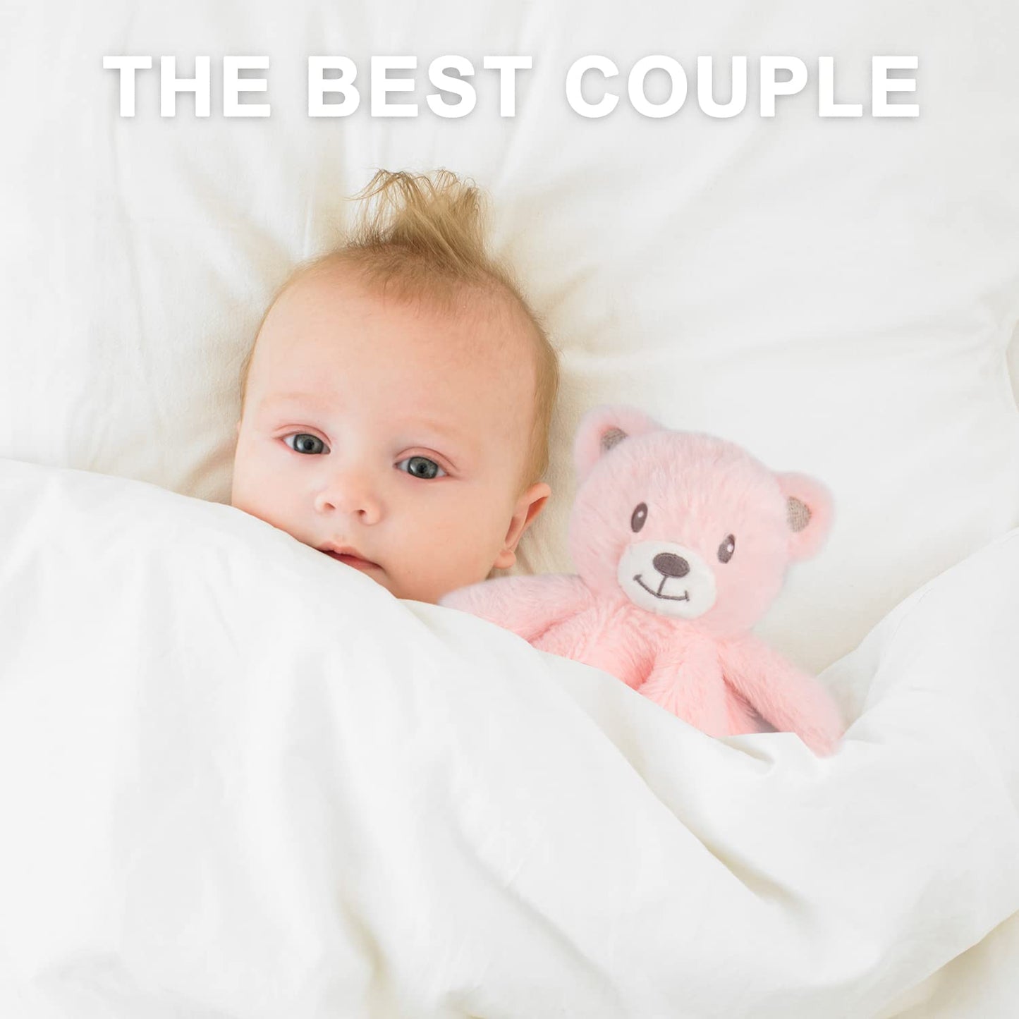 Bear Security Blanket Soft Baby Lovey Fluffy Blanket Unisex Lovie Snuggle Toy Baby Bear Stuffed Gift for Newborn, Boys and Girls, 13.5 Inch