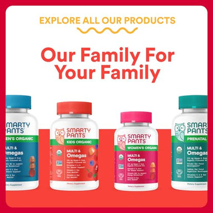 SmartyPants Kids Multivitamin Gummies: Omega 3 Fish Oil (EPA/DHA), Vitamin D3, C, Vitamin B12, B6, A, K & Zinc for Immune Support, Biotin, Gluten Free, Three Fruit Flavors, 120 Count (30 Day Supply)