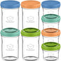 KeaBabies 4pk 8oz & 4pk 4oz Glass Baby Food Containers with Lids - Leak-Proof,Microwavable Small Glass Jars,Baby Purees & Toddler Snack Storage Containers,BPA-Free,Dishwasher & Freezer Safe(Musk Dusk)