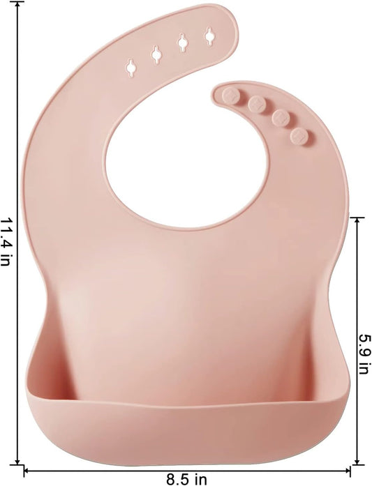 PandaEar Silicone Bibs for Babies Toddlers Girls| Adjustable Waterproof BPA Free Soft Durable Bibs for eating with Large Pocket Food Catcher