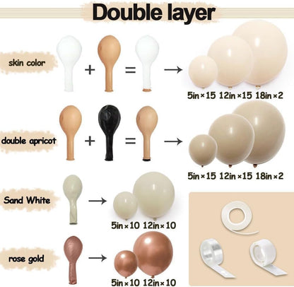 Blush Beige Balloon Arch Kit - Double Stuffed White Sand Nude Balloon Garland Neutral Cream Apricot Balloons for Baby Bridal Shower Boho Gender Reveal Wedding Birthday Party Party Decor