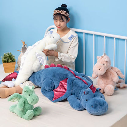 43.3Inches 7Lbs Blue Weighted Dragon Stuffed Animal, Large Blue Weighted Dragon Plush Toy for Kids and Adults(2025 Update Version)